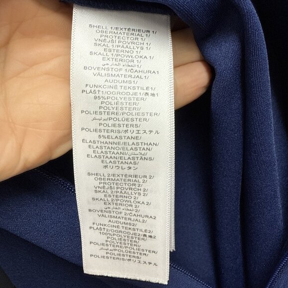 New Adrianna Papell Size 16 W Navy Off-Shoulder Organza-Sleeve Cocktail Jumpsuit - Picture 13 of 14